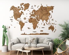 Однослойная карта мира на стену, темный орех, M (100×65), Blank, Нет