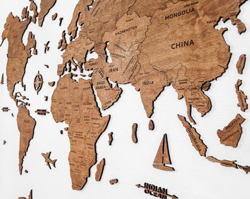 Однослойная карта мира на стену, оливково-коричневый, M (100×65), Blank, Нет