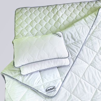 Одеяло из шерсти мериносов Fagus, 200х200, "Ultra Lite" Легкое, цвет Серый/Белый в серую полоску