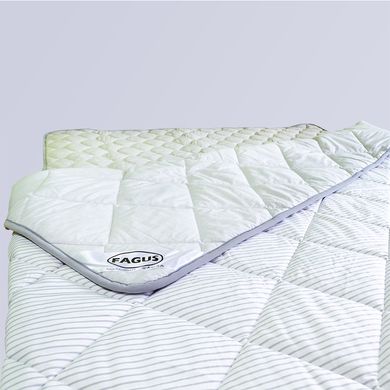 Одеяло из шерсти мериносов Fagus, 220х200, "Ultra Lite" Легкое, цвет Серый/Белый в серую полоску