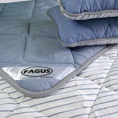 Одеяло из шерсти мериносов Fagus, 200х200, Всесезонное, Синий/Белый в синюю полоску